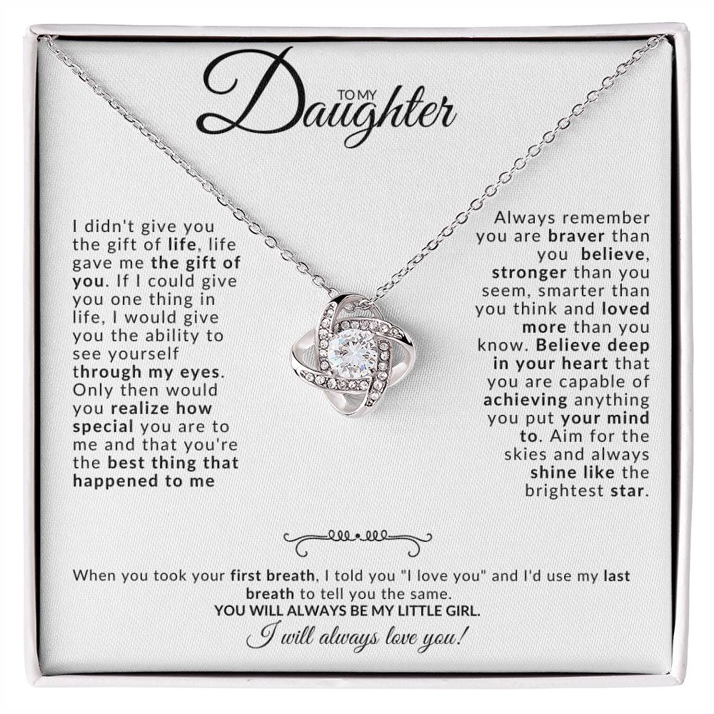 To my Daughter Love Knot Necklace