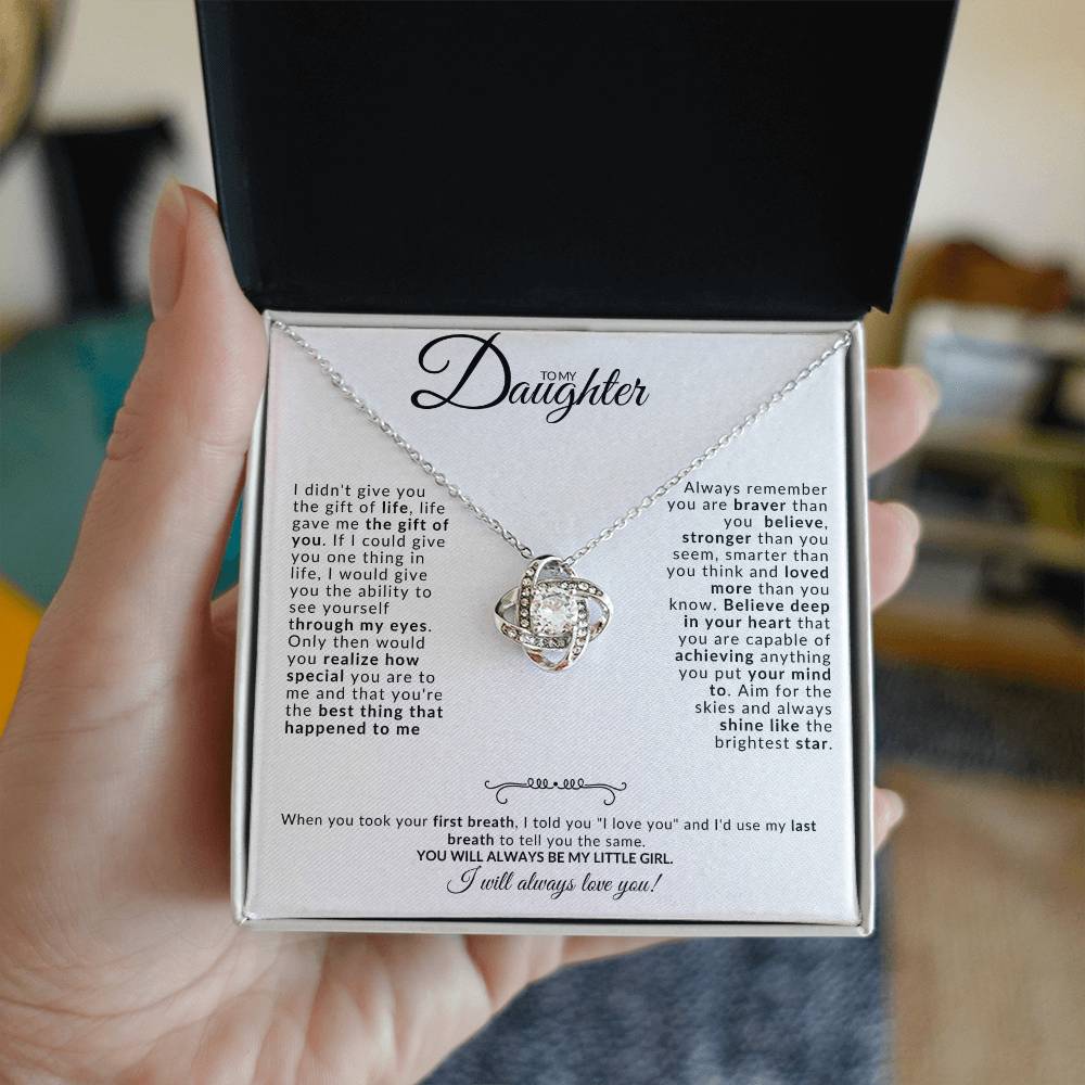 To my Daughter Love Knot Necklace
