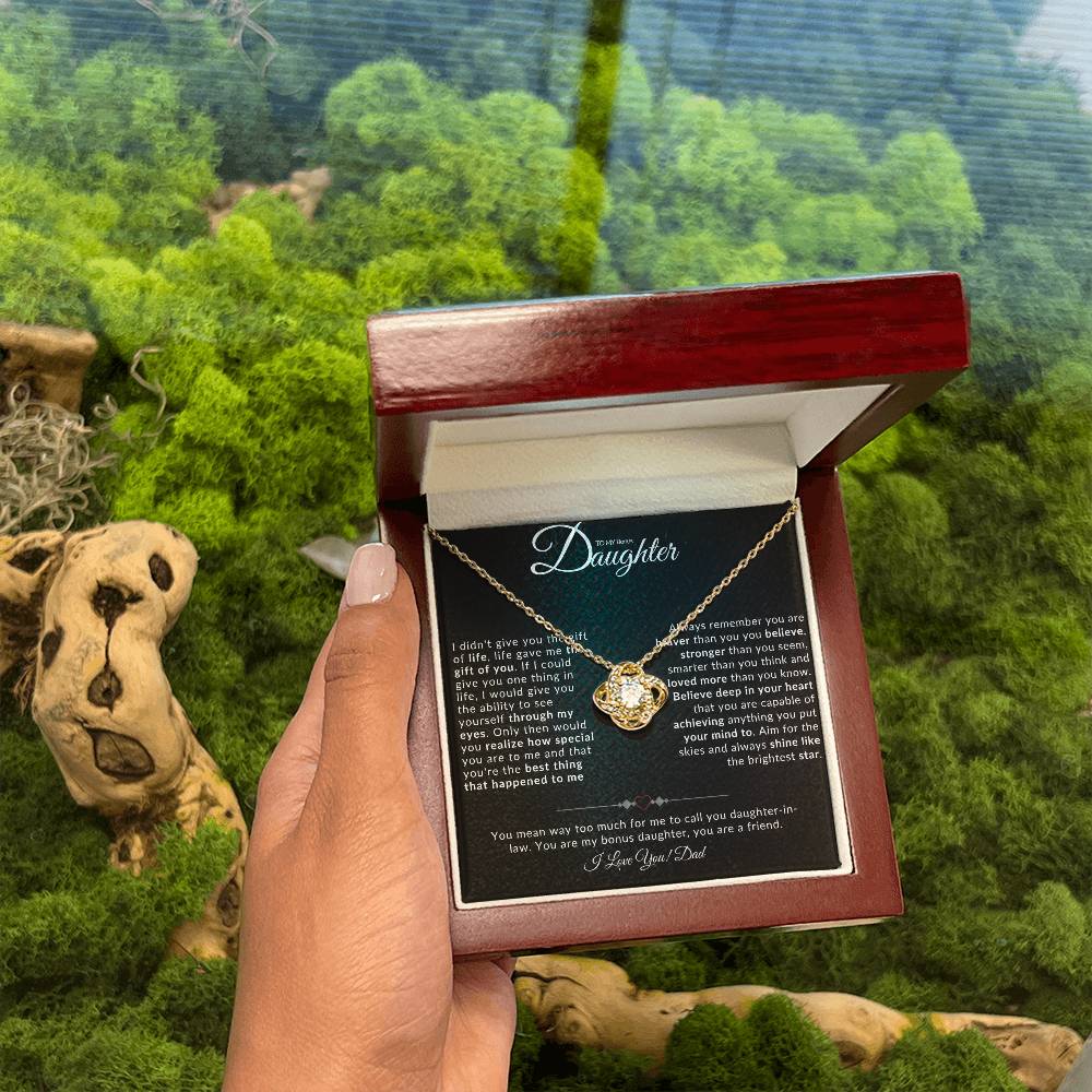 TO MY BONUS DAUGHTER I LOVE KNOT NECKLACE I LOVE DAD
