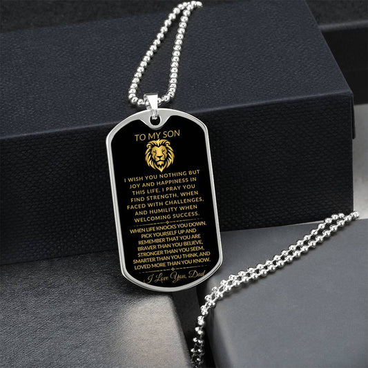 TO MY SON I DOG TAG W/ BALL CHAIN I I LOVE YOU DAD