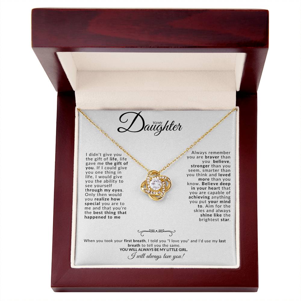 To my Daughter Love Knot Necklace