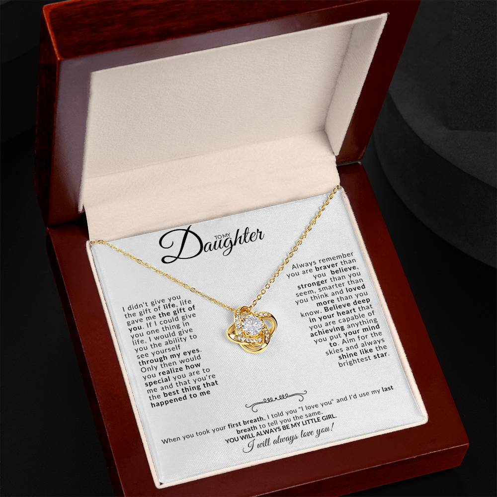 To my Daughter Love Knot Necklace